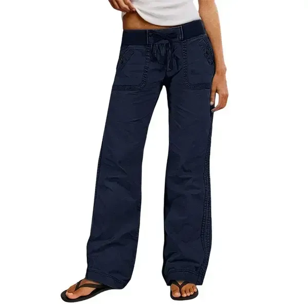 Mid-rise straight-leg trousers with drawstring and minimalist seam detailing