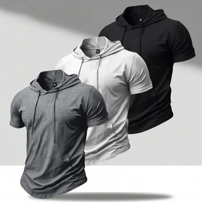 Men's Lightweight Summer Hooded Short-Sleeve T-Shirt