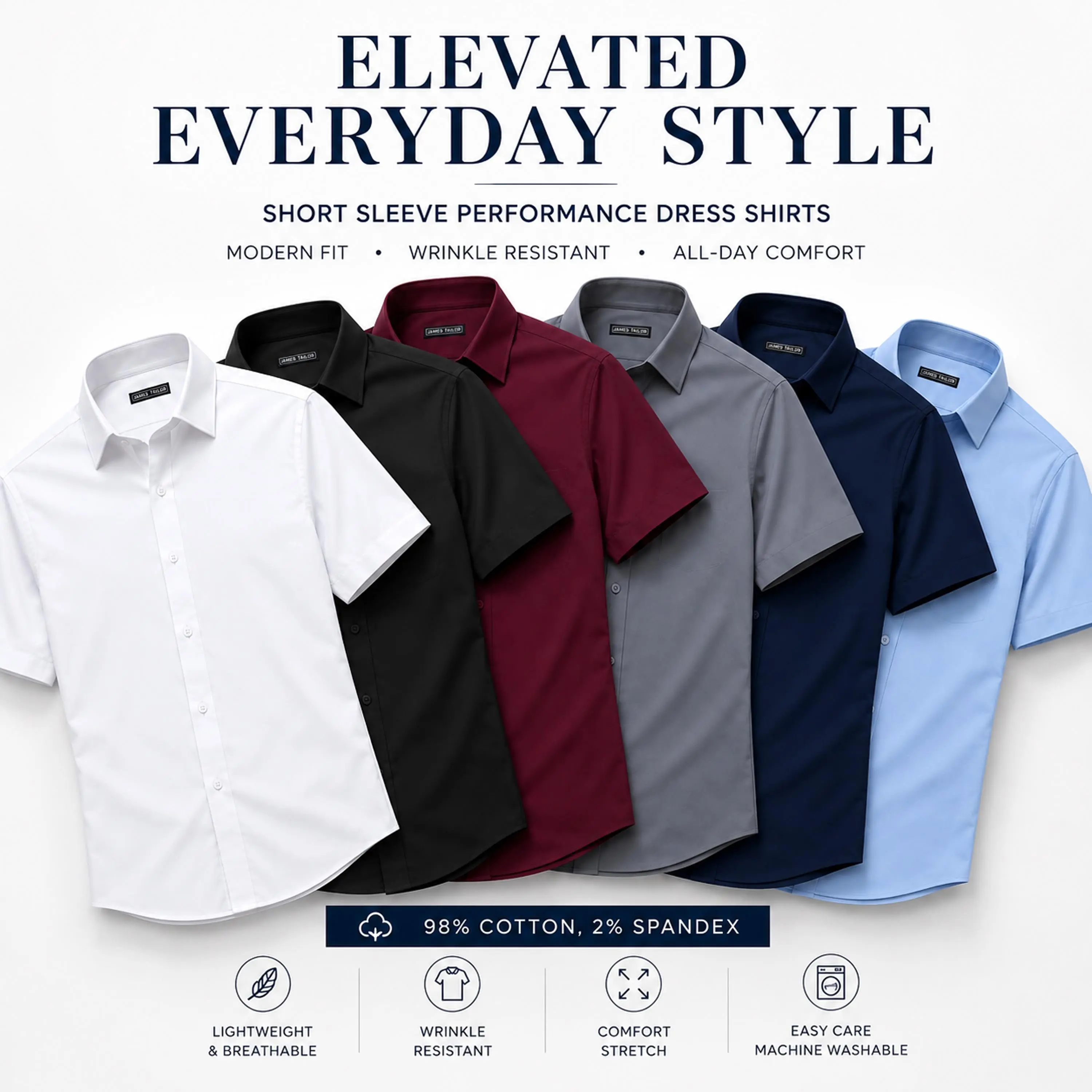 Men's Short-Sleeve Stretch Dress Shirt