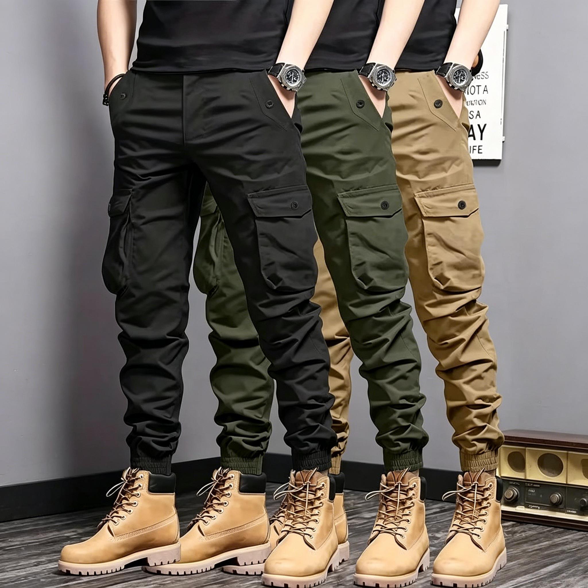 Men’s 3-Pack Multi-Color Cargo Joggers — Multi-Pocket Tactical Casual Long Pants, Versatile Outdoor Workwear Pants Men’s 3-Pack Multi-Color Cargo Joggers — Multi-Pocket Tactical Casual Long Pants, Versatile Outdoor Workwear Pants