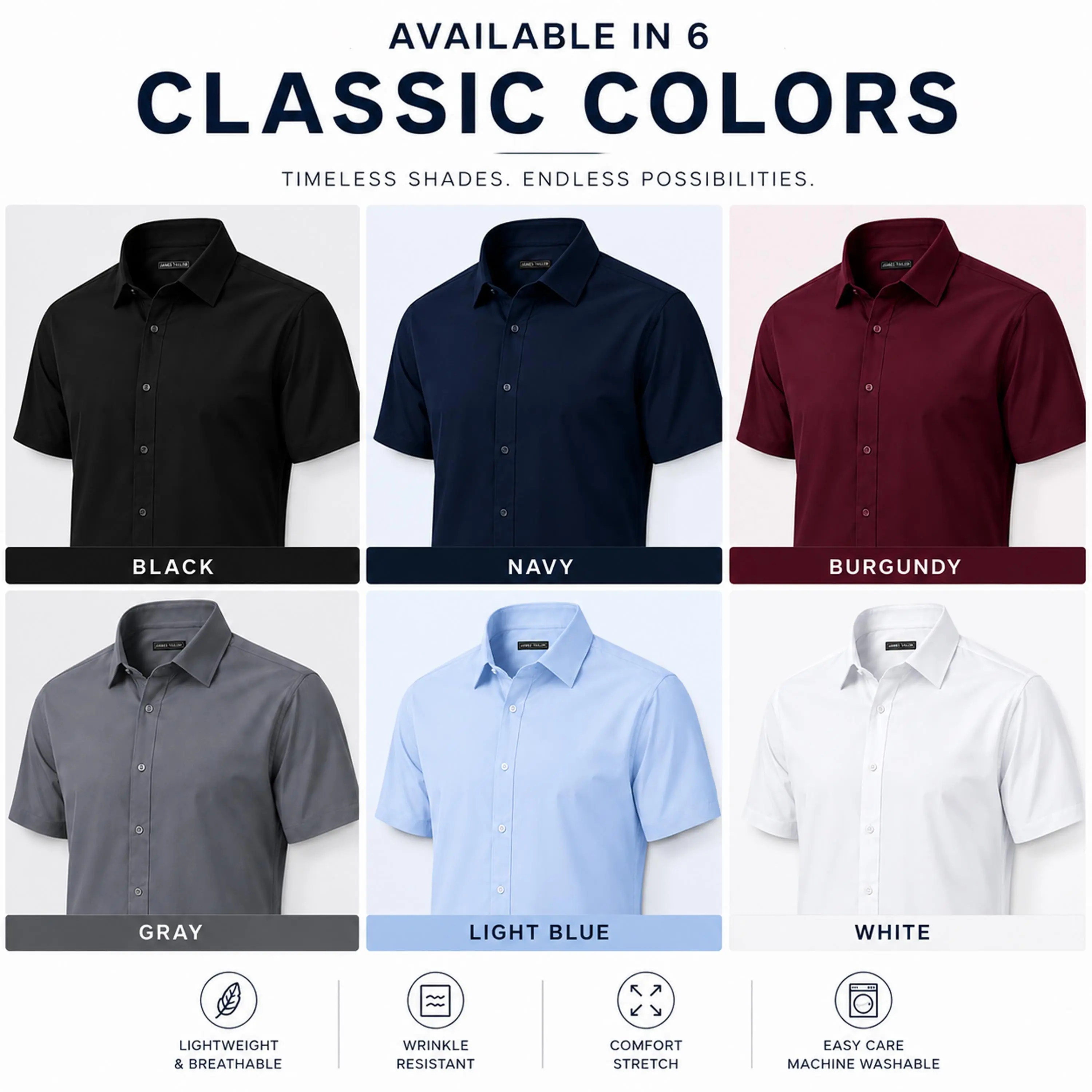 Men's Short-Sleeve Stretch Dress Shirt