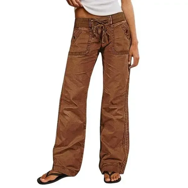 Mid-rise straight-leg trousers with drawstring and minimalist seam detailing