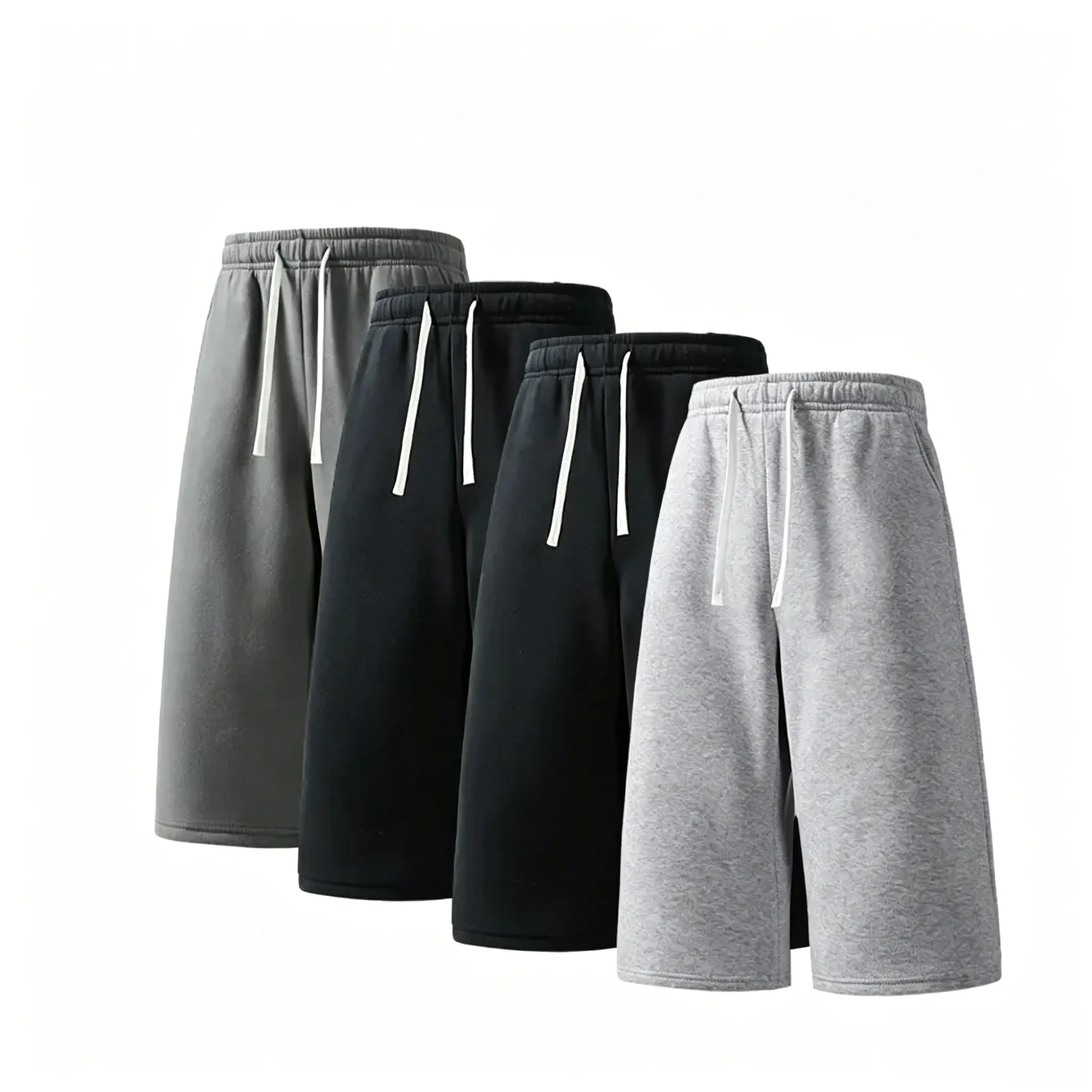 (4-pack)Men’s Casual Sweat Stretchable Breathable Knee-Length Shorts