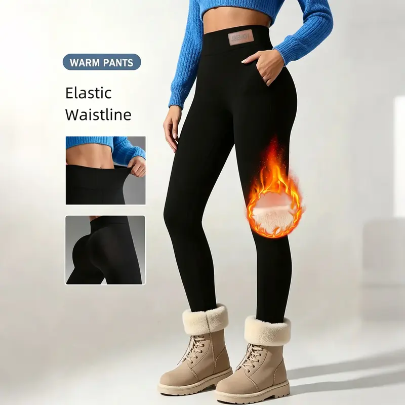 Women's High-Waisted Faux Shearling-Lined Yoga Pants