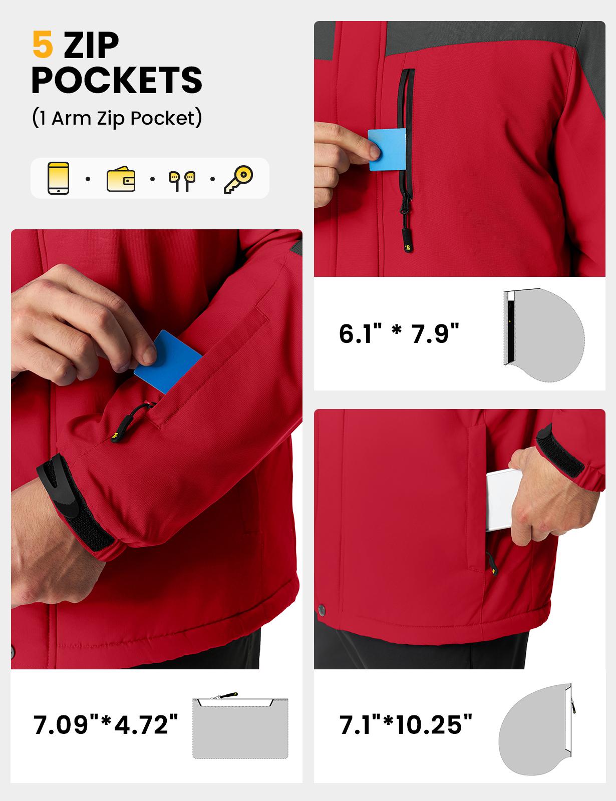 GOPUNE Men's Winter Waterproof Windproof Jacket Ski Snow Jacket Fleece Lined Insulated Snowboard Coat with Detachable Hood & 5 Pockets Cold Weather Outerwear for Snowboarding, Outdoor Work, Hiking & Camping GOPUNE Men's Winter Waterproof Windproof Jacket Ski Snow Jacket Fleece Lined Insulated Snowboard Coat with Detachable Hood & 5 Pockets Cold Weather Outerwear for Snowboarding, Outdoor Work, Hiking & Camping
