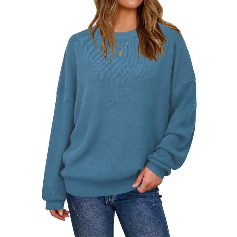 Women's Loose-Fit Wool-Blend Crew-Neck Sweater