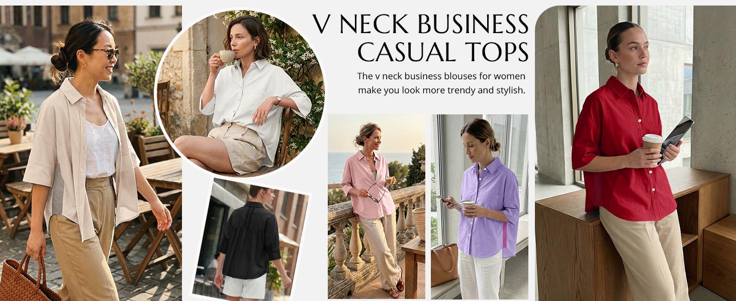 Cicy Bell Womens Summer Oversized Button Down Shirts Half Sleeve V Neck Business Casual High Low Tops Loose Fit Blouses Cicy Bell Womens Summer Oversized Button Down Shirts Half Sleeve V Neck Business Casual High Low Tops Loose Fit Blouses