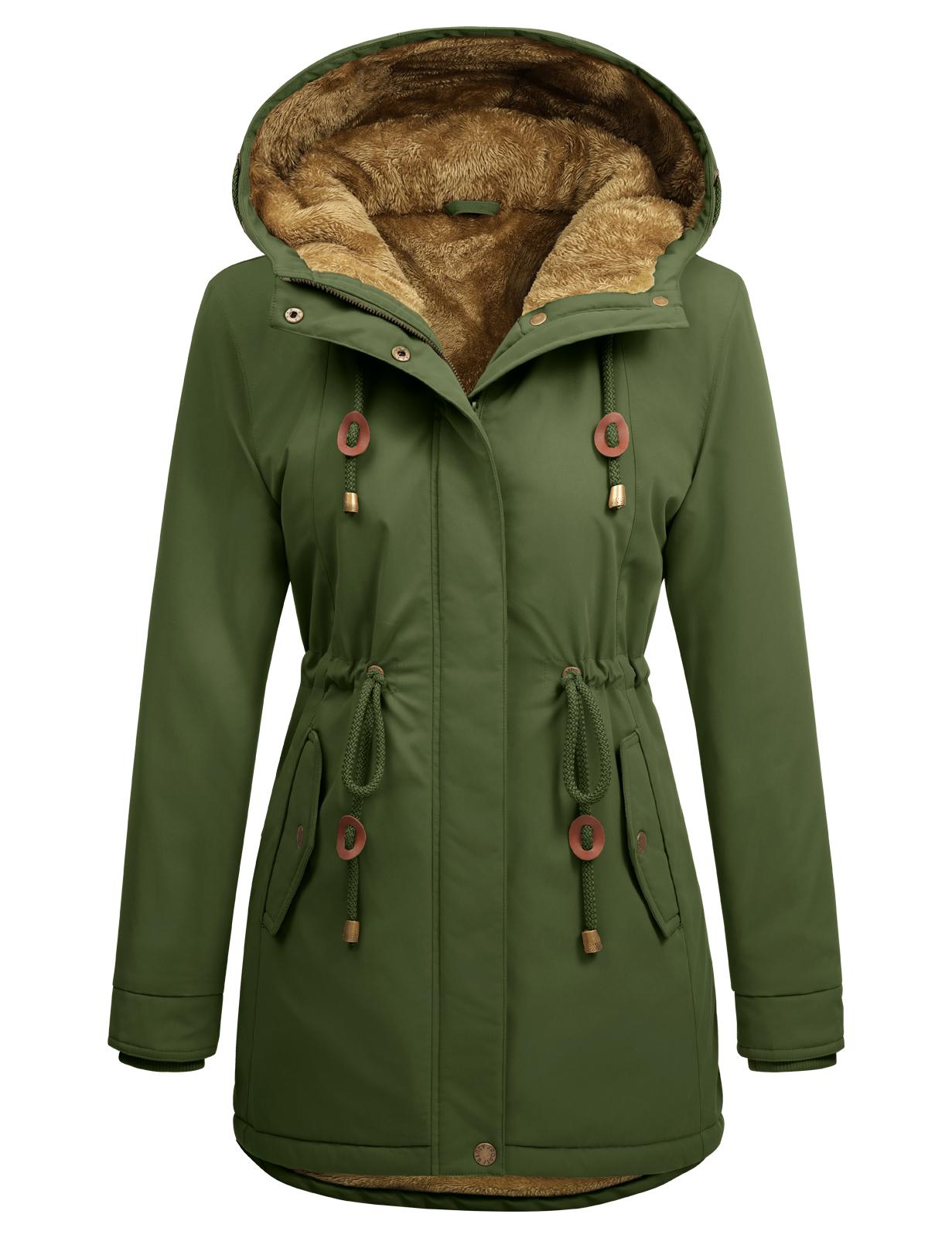UMIPUBO Women's Fleece Lined Warm Parka Jacket - Water Repellent, Hooded, Long Sleeve, with Pockets, Warm & Cozy Women's Fleece Jackets for Daily Commute, Casual Tops Womenswear Outerwear Autumn Outerwear Casual Outdoor Outerwears
