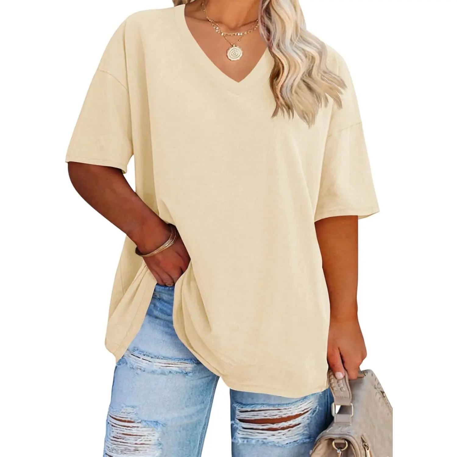 Women's Plus-Size V-Neck T-Shirt