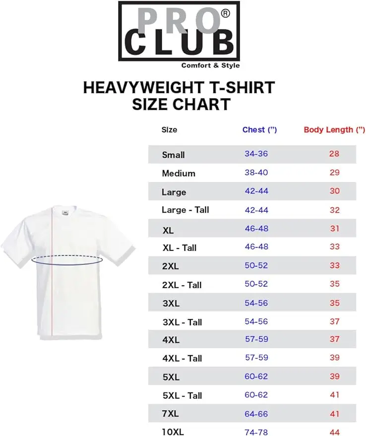 Pro Club Men's Heavyweight Cotton Crew Neck Short-Sleeve T-Shirt