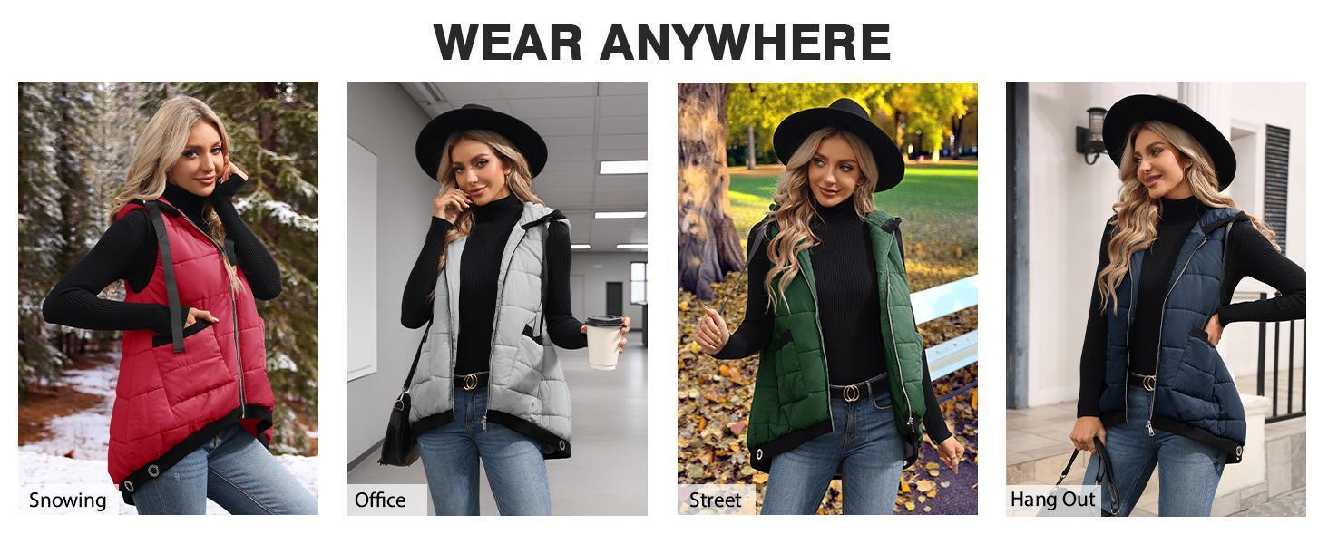 Imily Bela Women's Hooded Outwear Vest Lightweight Zipper Up Padded Gilet With Pockets Basic Fitted Imily Bela Women's Hooded Outwear Vest Lightweight Zipper Up Padded Gilet With Pockets Basic Fitted