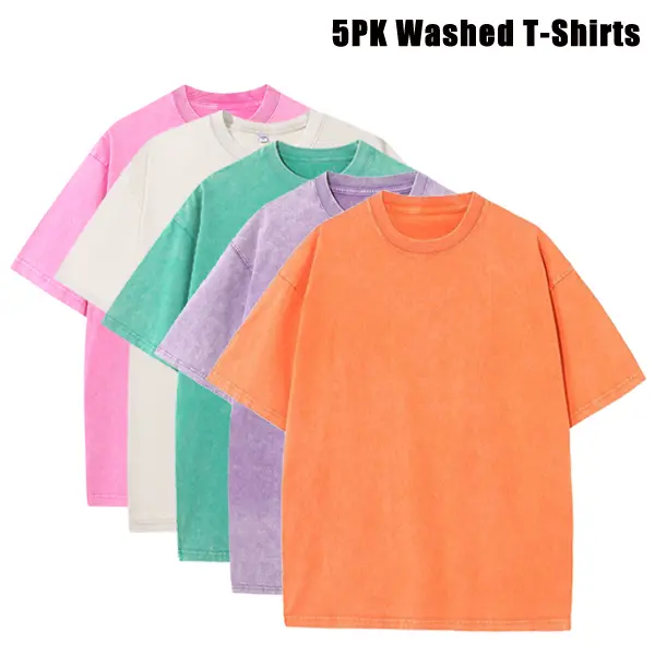 Men’s Extra Large Heavyweight Cotton Fitness T-Shirts - 5 Pack