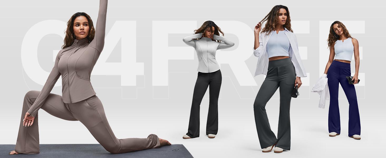 G4Free BareFeel Women's Flared Leg Pants - High-Waisted Bootcut Leggings for Women, Comfortable Stretchable Pants with Pockets, Available in Petite/Regular/Tall Sizes for Dress & Work Use G4Free BareFeel Women's Flared Leg Pants - High-Waisted Bootcut Leggings for Women, Comfortable Stretchable Pants with Pockets, Available in Petite/Regular/Tall Sizes for Dress & Work Use