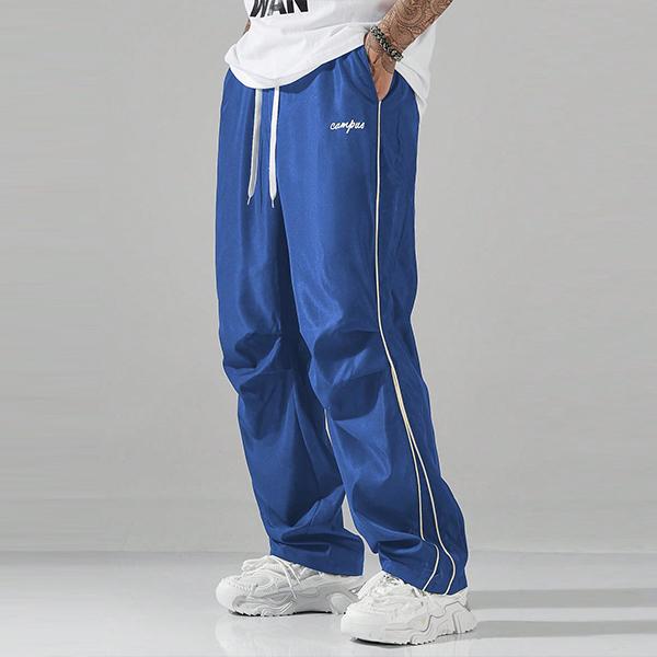 Men's 100% Polyester Loose Grey Sweatpants - Grey Side Strips, Gold Decorative Bars, Lightweight Soft Fabric, Large Cut, Casual Gym Wear, Boyfriend Birthday Gift, Birthday Gift for BF, Menswear Essential Fashion Bottoms, Clothing, Xl