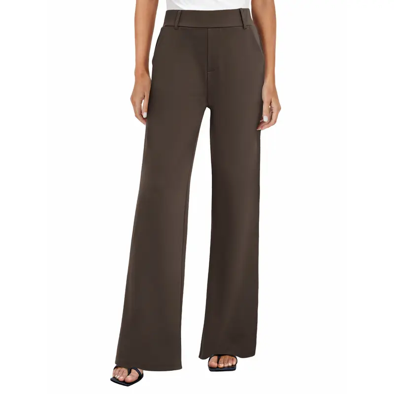 Women's High-Waisted Stretch Wide-Leg Trousers