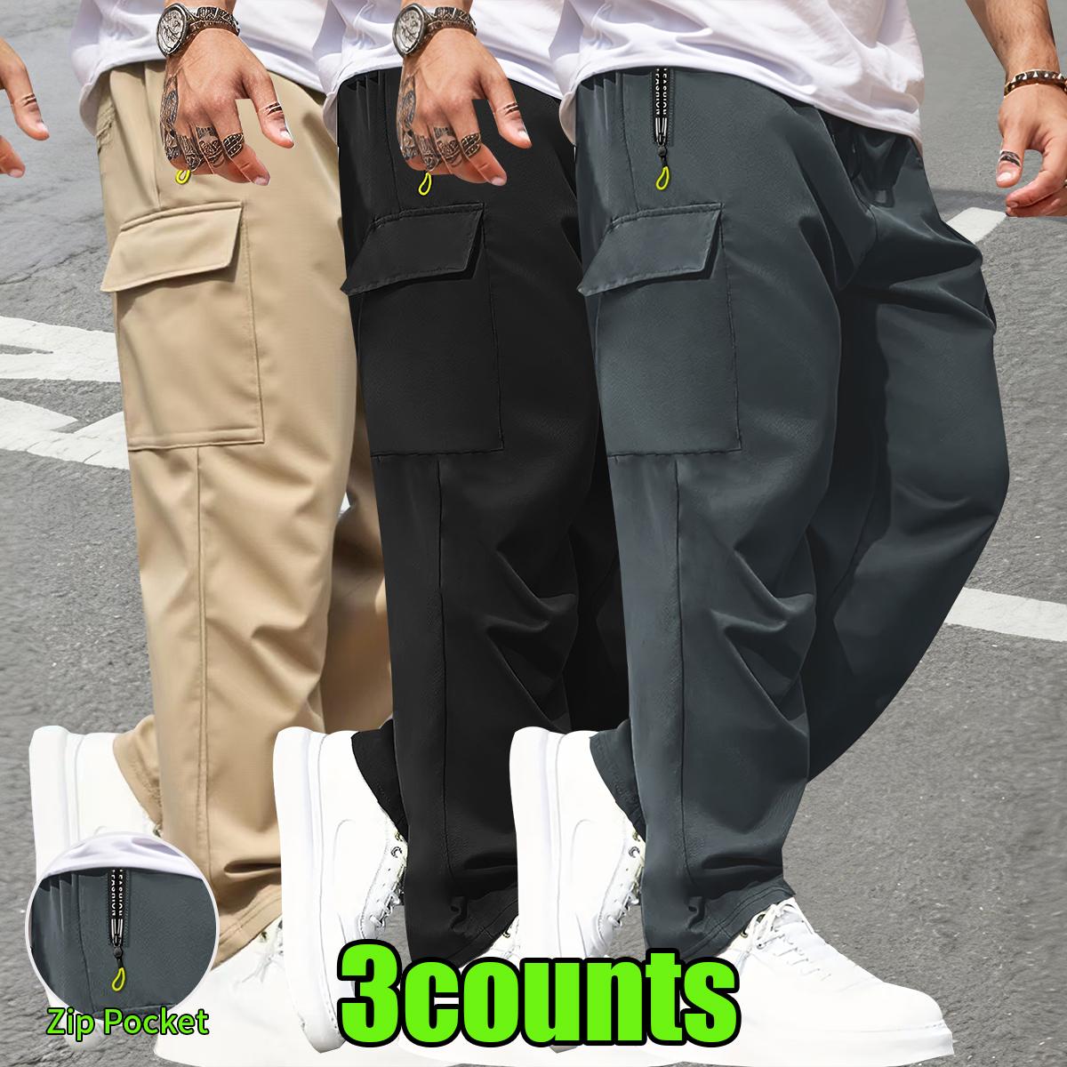 Men's Plain Cargo Pants - Multi-Pocket, Straight Leg, Non-Stretch Woven Fabric, Adjustable Drawstring Waist, Cuffed Hem, Fitted Cut, All-Season Menswear Basics, Activewear, Casual Outdoor Workwear Men's Plain Cargo Pants - Multi-Pocket, Straight Leg, Non-Stretch Woven Fabric, Adjustable Drawstring Waist, Cuffed Hem, Fitted Cut, All-Season Menswear Basics, Activewear, Casual Outdoor Workwear