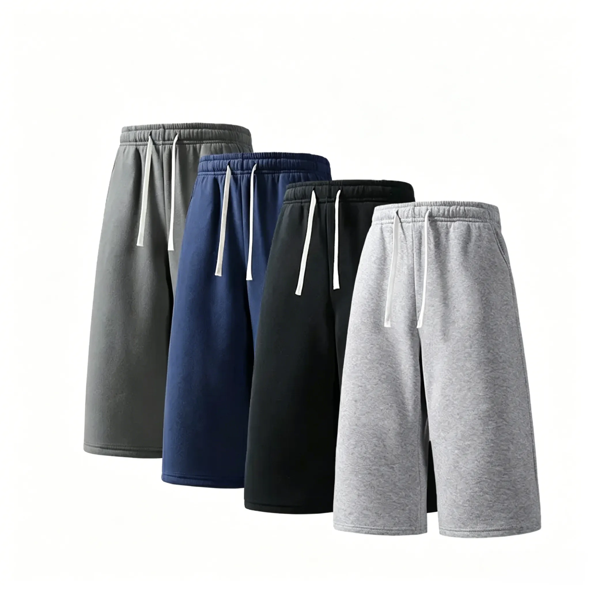 (4-pack)Men’s Casual Sweat Stretchable Breathable Knee-Length Shorts