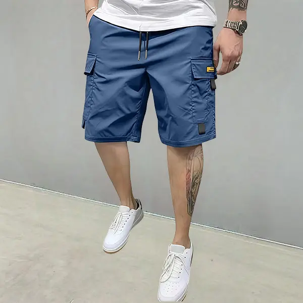 Men's Solid-Color Casual Cargo Shorts for Summer