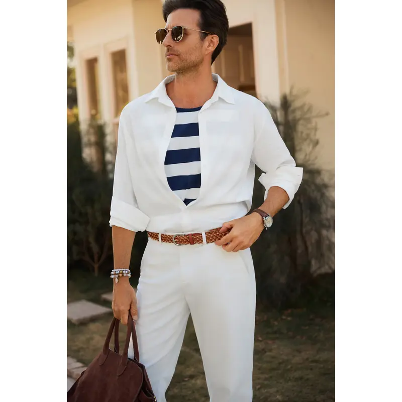 Men's Cotton-Linen Long-Sleeve Shirt