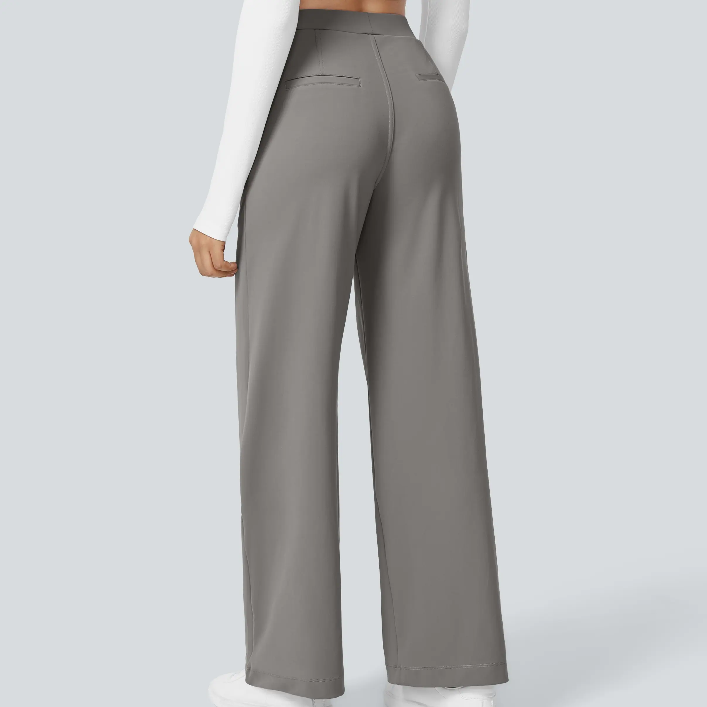 High-waisted straight-leg work trousers with pockets