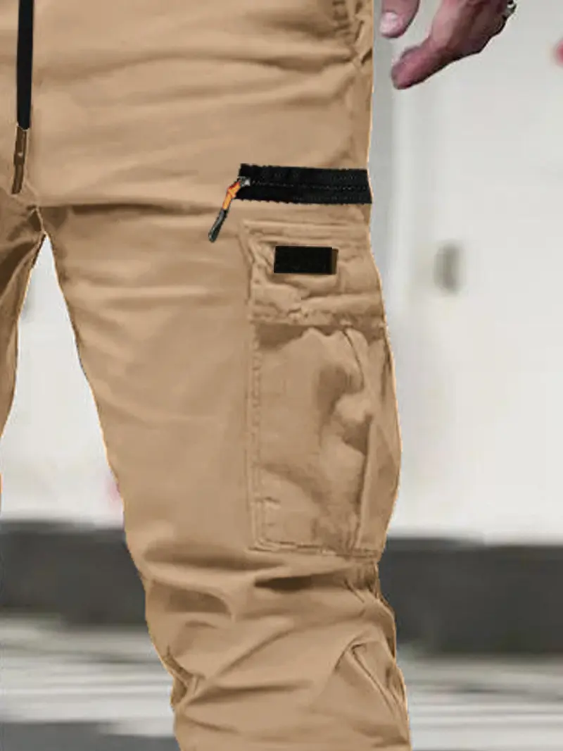 Men&rsquo;s outdoor cargo pants, 3-pack &mdash; American casual straight-leg tapered harem long pants, tactical work pants for all-season commuting &mdash; a great holiday gift choice, featuring zippered large pockets; an essential for everyday outdoor enthusiasts, Menswea