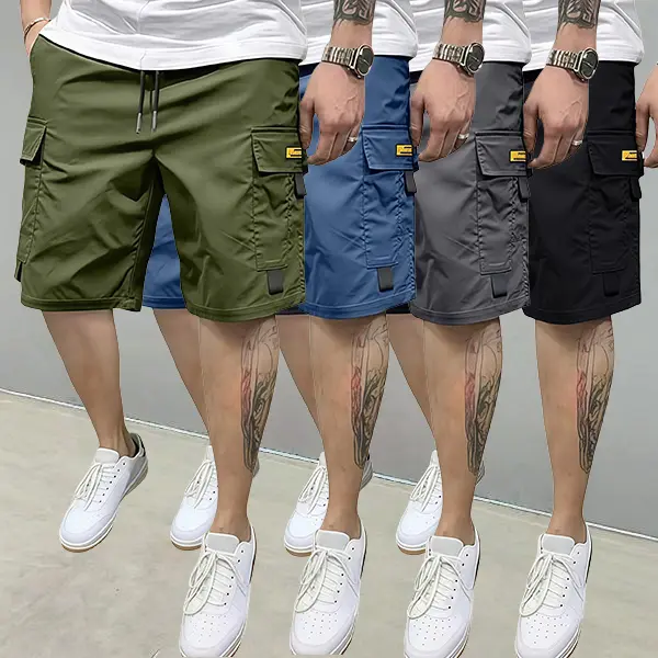 Men's Solid-Color Casual Cargo Shorts for Summer