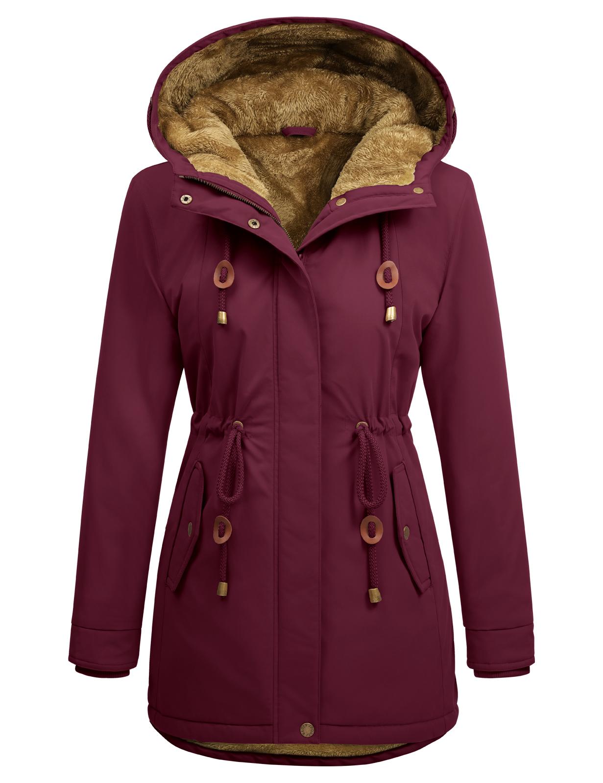 UMIPUBO Women's Fleece Lined Warm Parka Jacket - Water Repellent, Hooded, Long Sleeve, with Pockets, Warm & Cozy Women's Fleece Jackets for Daily Commute, Casual Tops Womenswear Outerwear Autumn Outerwear Casual Outdoor Outerwears