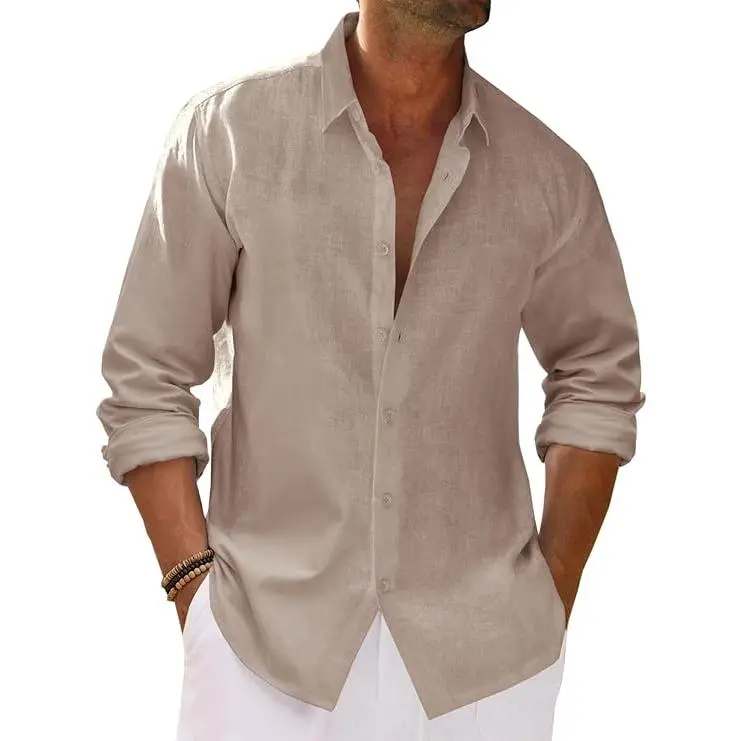 Men's Cotton-Linen Long-Sleeve Shirt