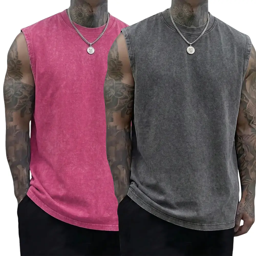 Men's 230g Heavyweight Pure Cotton Vintage Sleeveless Tank Top