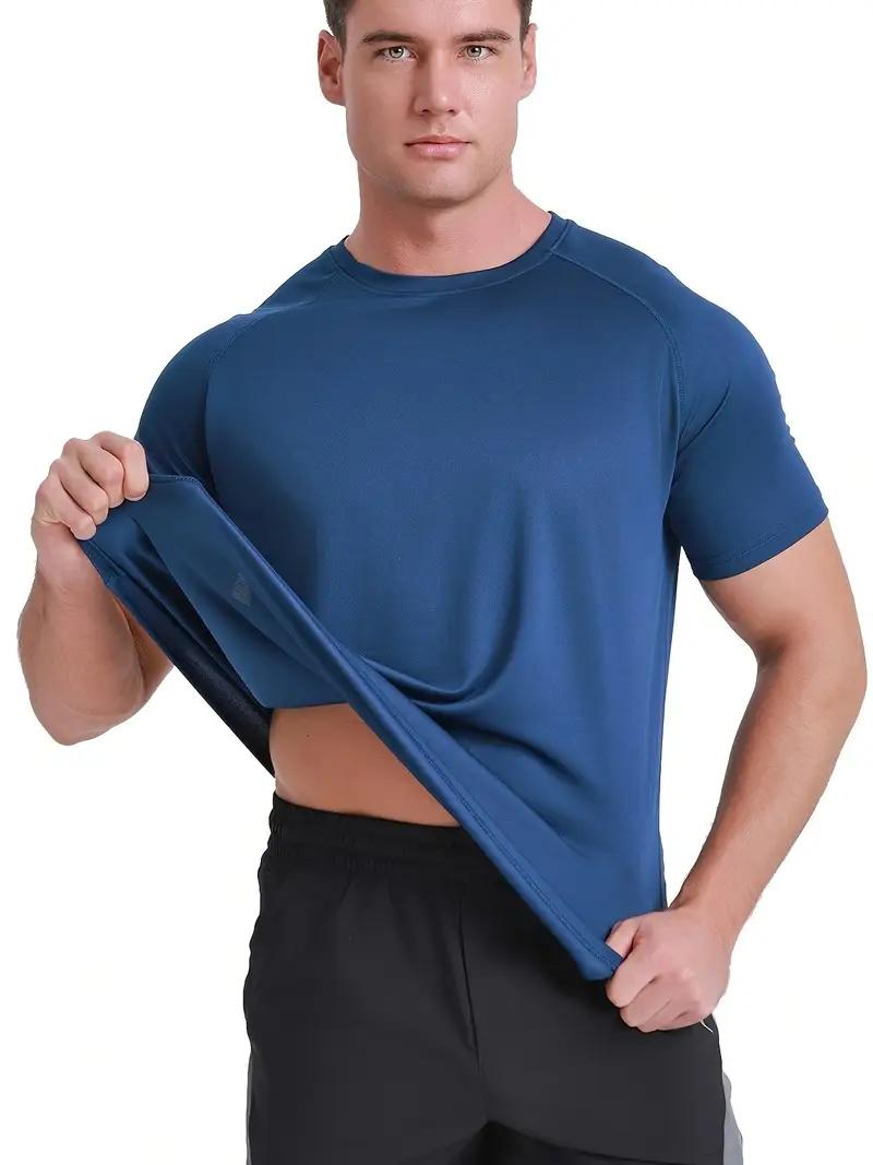 Men's Plus Size 5-Pack Quick Dry Breathable Athletic Apparel, Dry Fit Tech Sporty Sports Tops, Gym & Summer Fitness Workout Shirts Fitted Sportswear Activewear Tees,summerwins,travel essentials,camping essentials