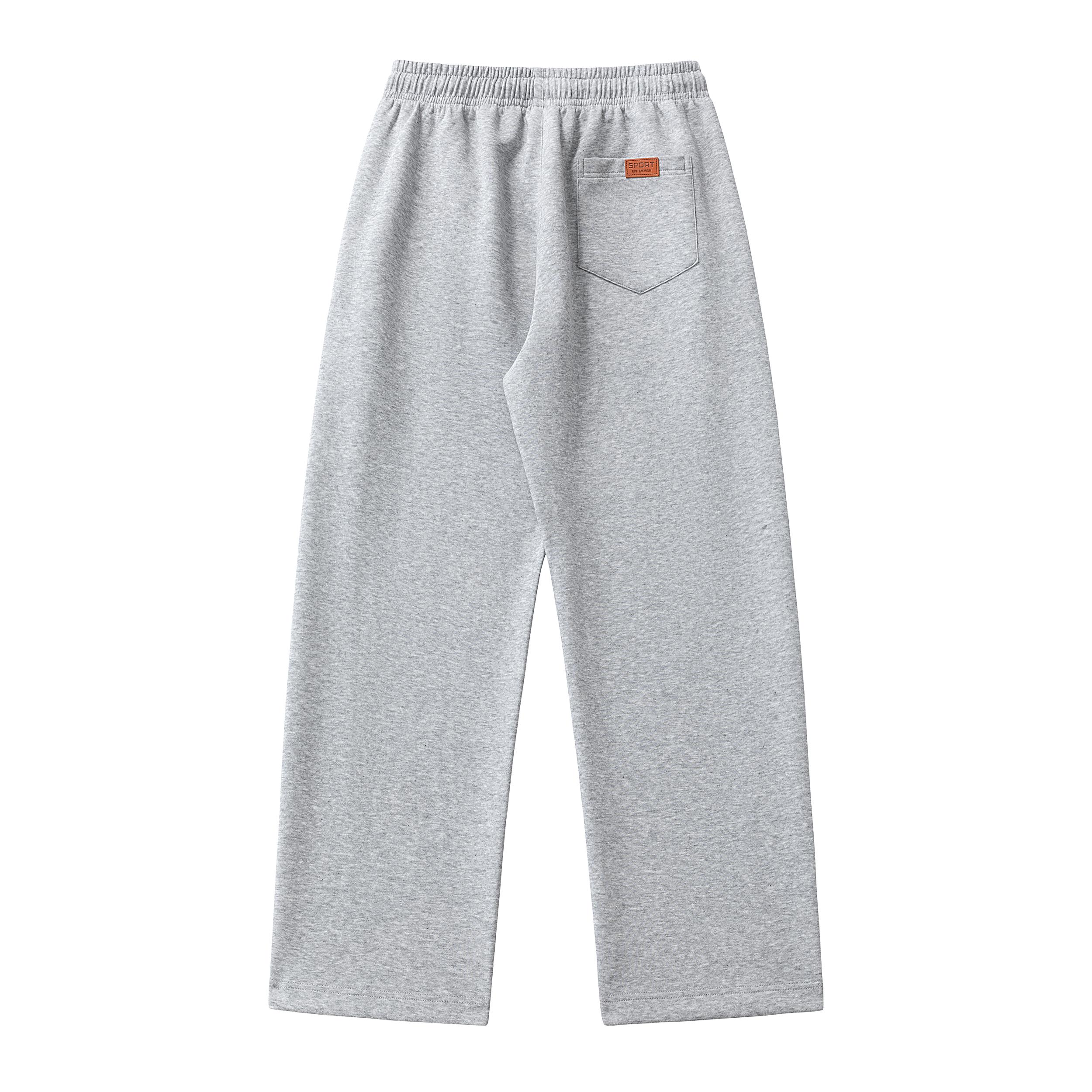 Men&rsquo;s 3-pack cotton joggers with drawstring elastic waist and wide legs; relaxed, drapey straight cut with practical side pockets; American street style; versatile casual pants for everyday commuting, sports, and streetwear.