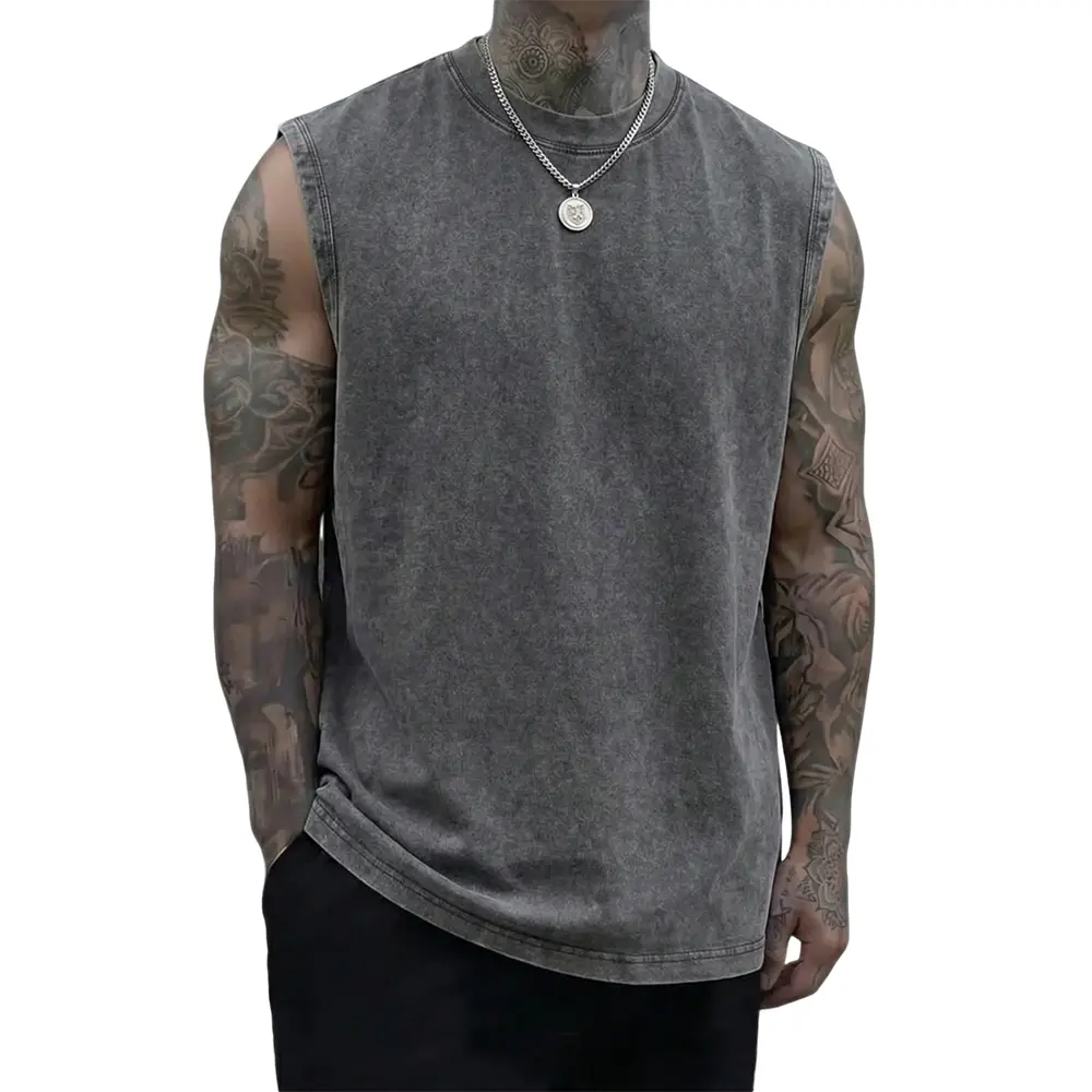 Men's 230g Heavyweight Pure Cotton Vintage Sleeveless Tank Top