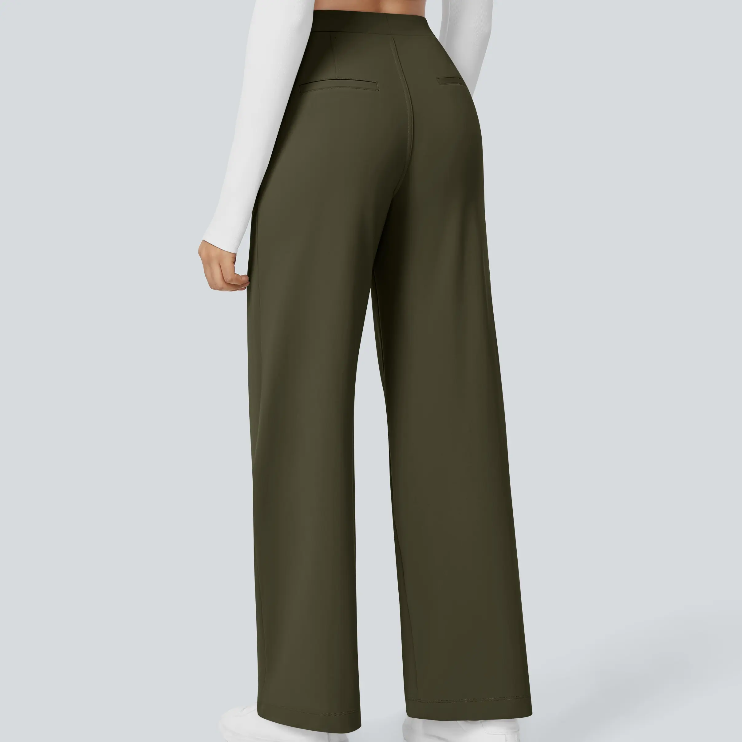 High-waisted straight-leg work trousers with pockets