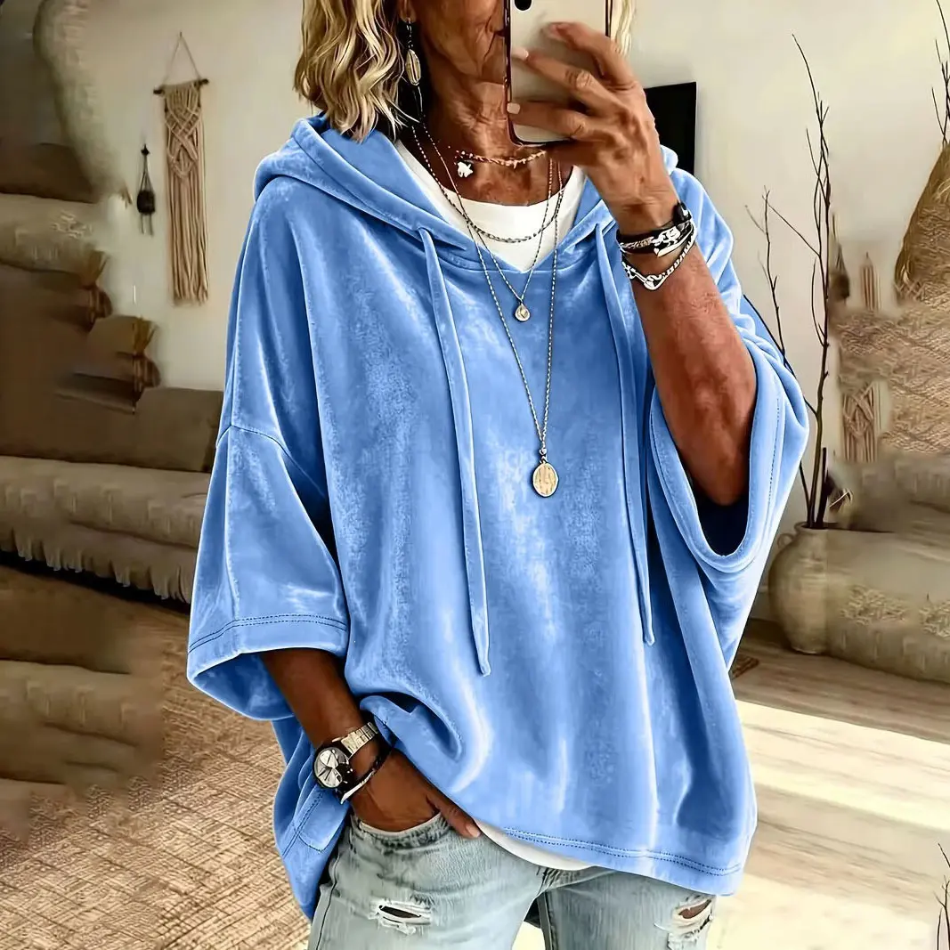 Women's Minimalist Velvet Hoodie