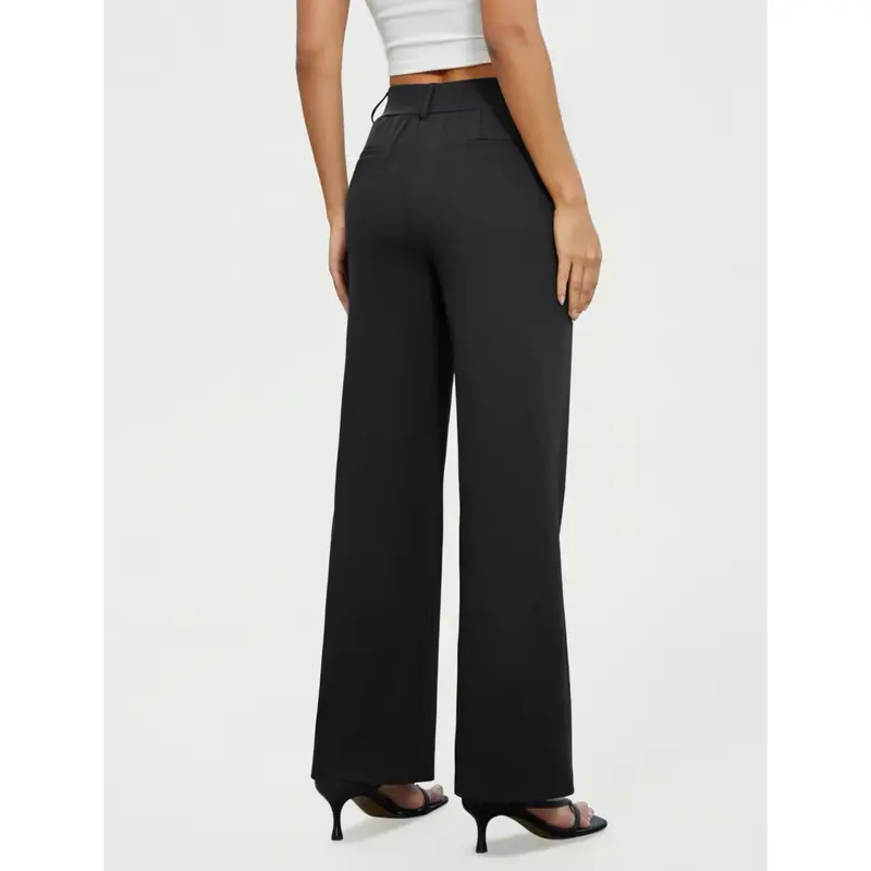 Women's High-Waisted Stretch Wide-Leg Trousers