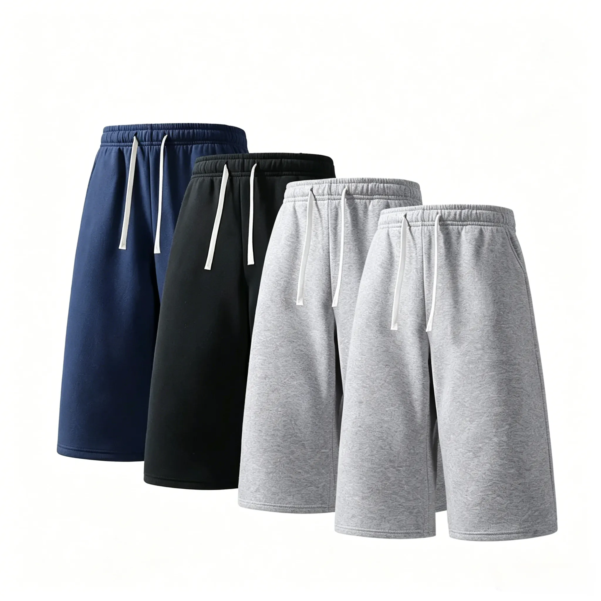 (4-pack)Men’s Casual Sweat Stretchable Breathable Knee-Length Shorts