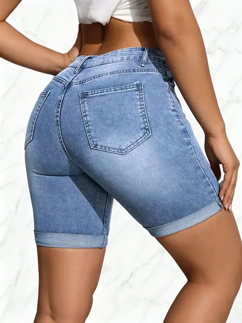 Women's Washed Slim-Fit Jeans (with Pockets)