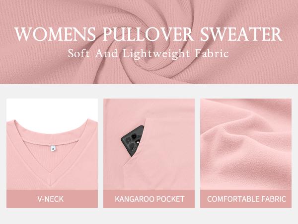 AUSELILY Women's Hoodless V-neck Sweatshirt With Kangaroo Pocket  Fleece Longsleeve Oversized Casual Style Shirt