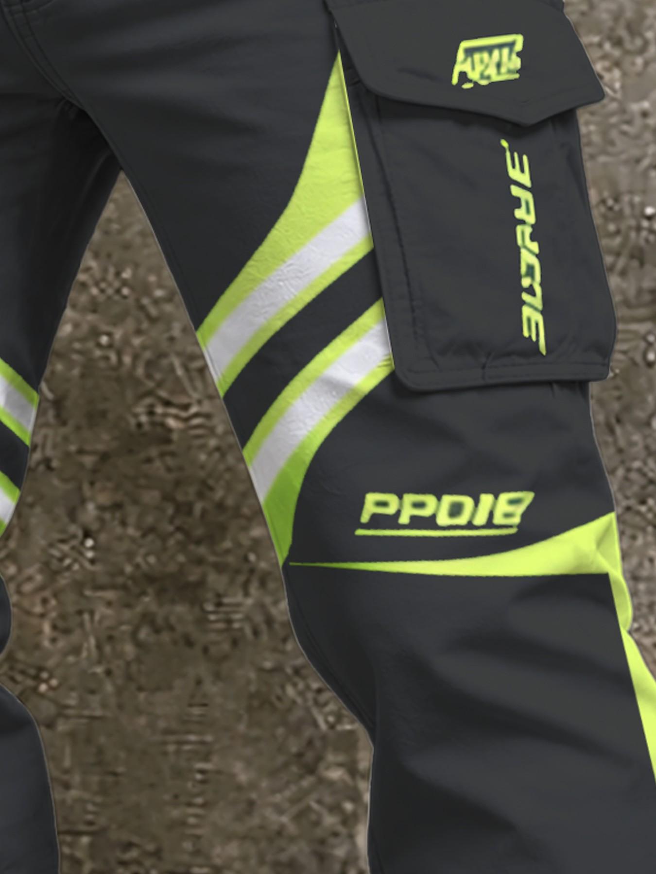 Men's Casual Fall & Winter Button Long Pants with Pockets, Slim Fit Ankle-Length Workwear, Durable Letter Logo Design