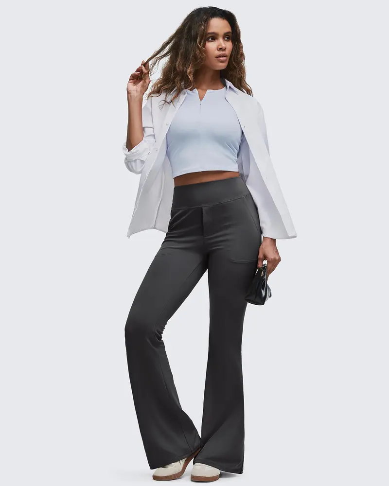 Women's Flared Trousers—High-Waisted Flared Leggings