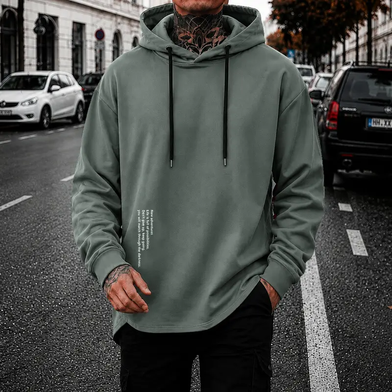 Men's Minimalist Casual Hooded Knit Sweatshirt