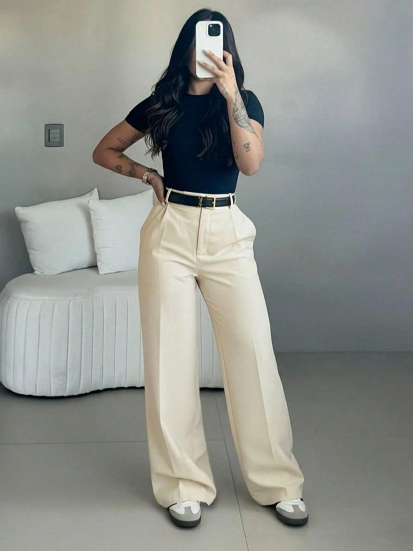 Women's High-Waisted Loose Casual Business Pants, Suitable for Office and Daily Wear, All-Season Commuter Trousers Bottoms Women's High-Waisted Loose Casual Business Pants, Suitable for Office and Daily Wear, All-Season Commuter Trousers Bottoms