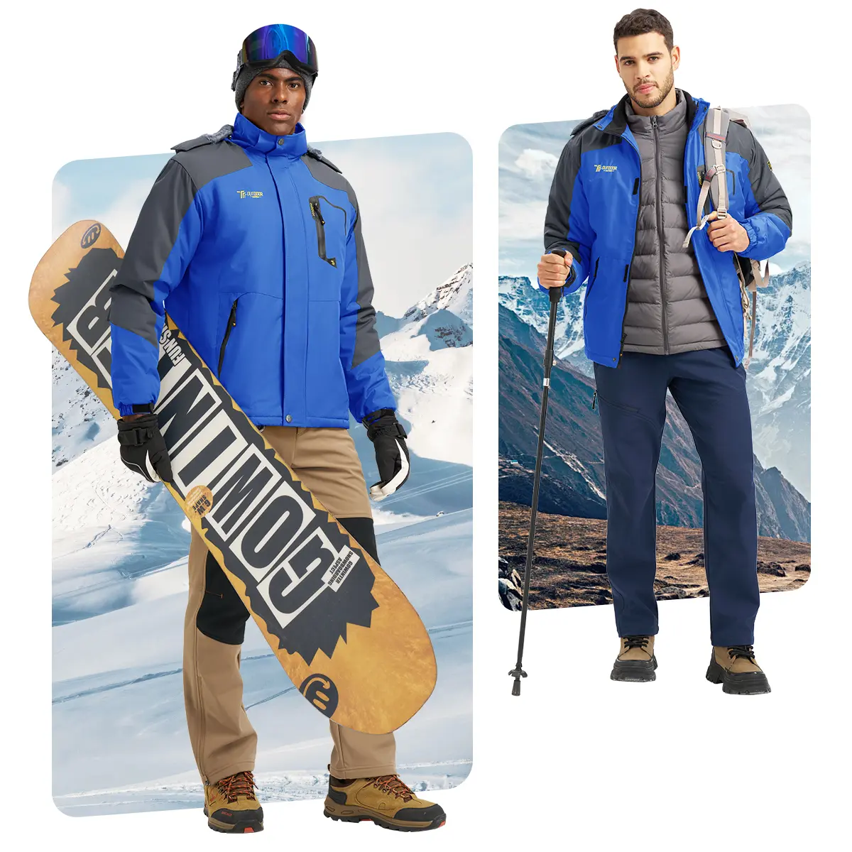 Men's Waterproof Insulated Ski Snow Jacket Big & Tall Sizes