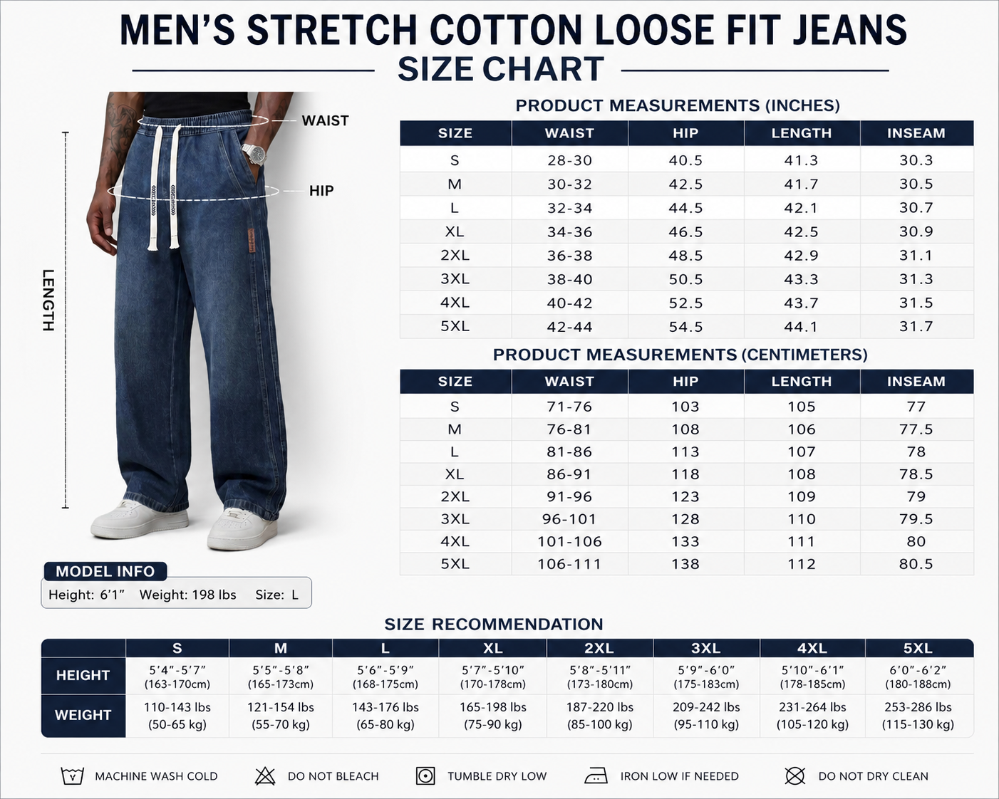 Men's Stretch Cotton Loose Fit Jeans