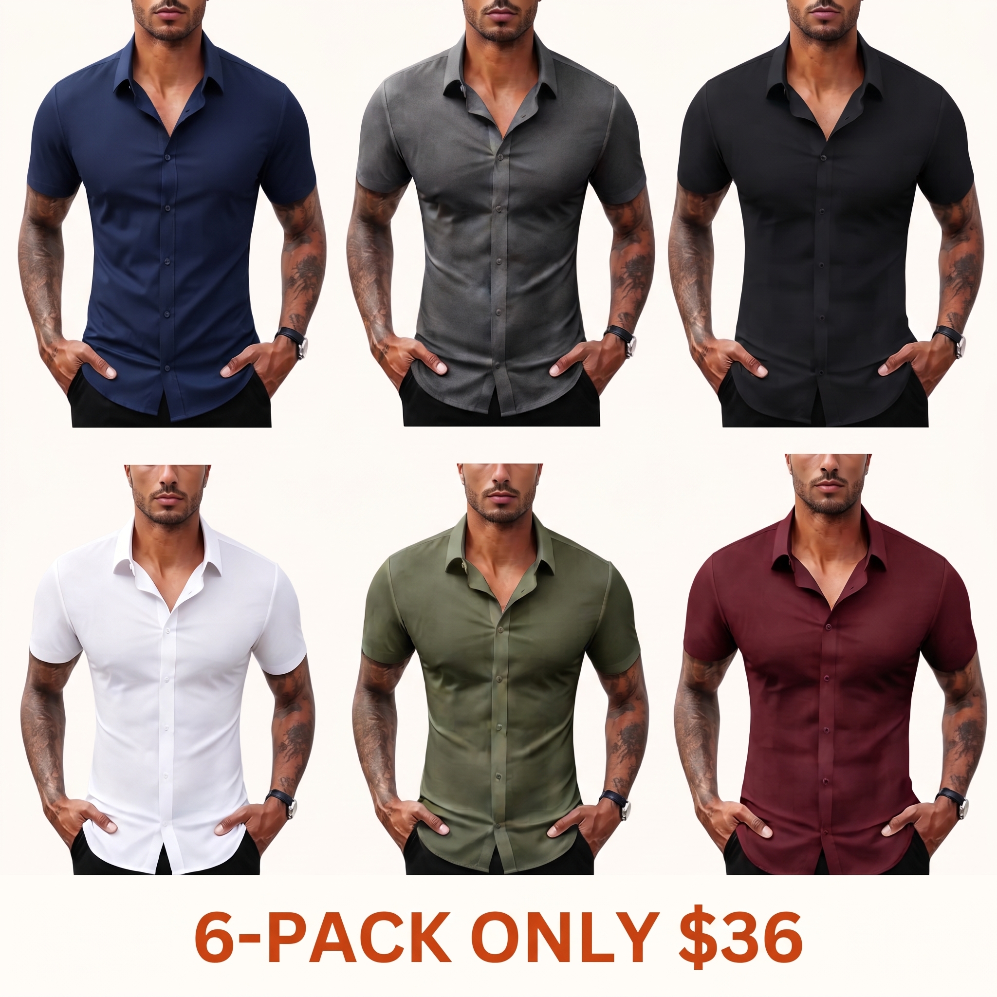 Men's Stretch Slim-Fit Short-Sleeve Shirt