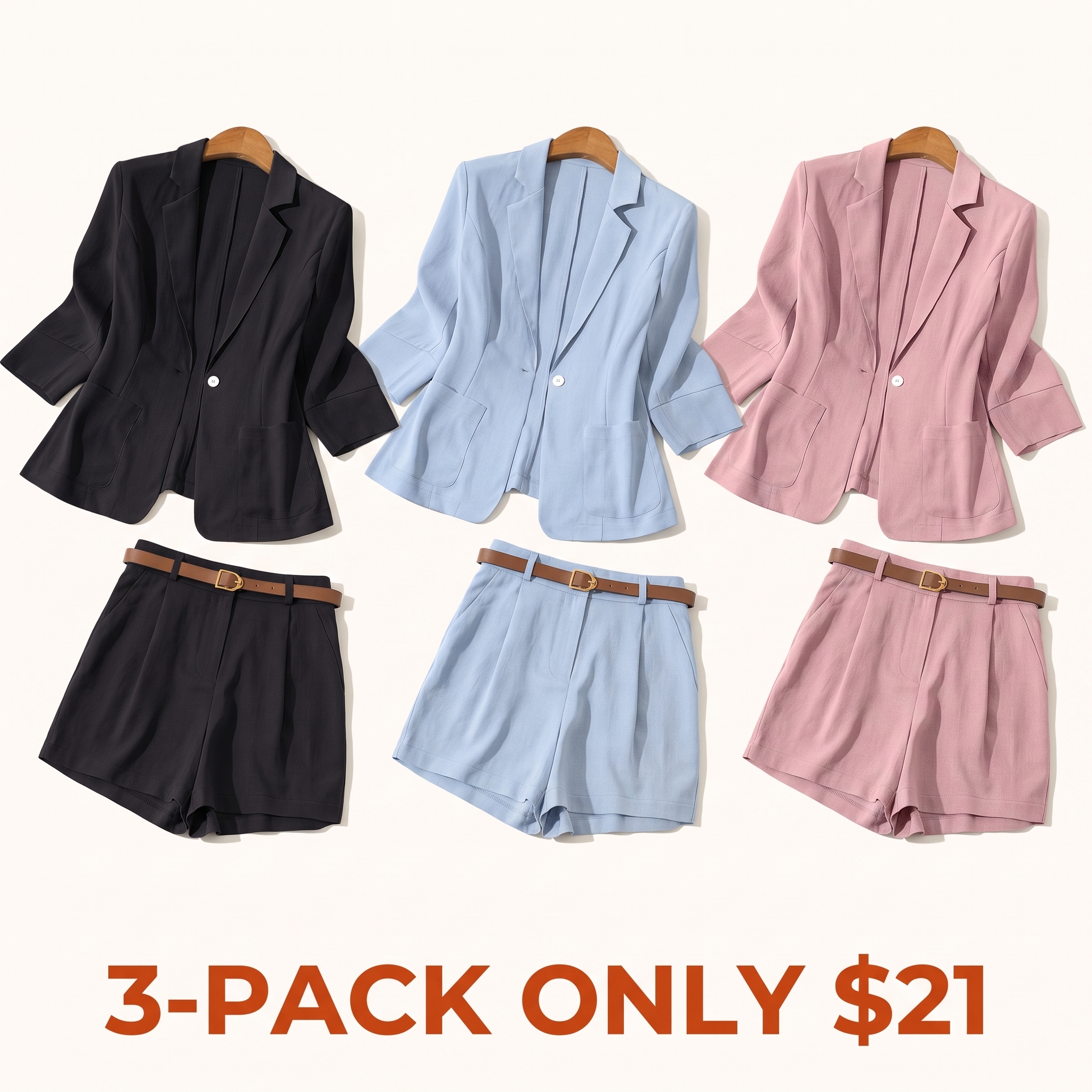 Women's Basic Workwear Suit Set (with Pockets)