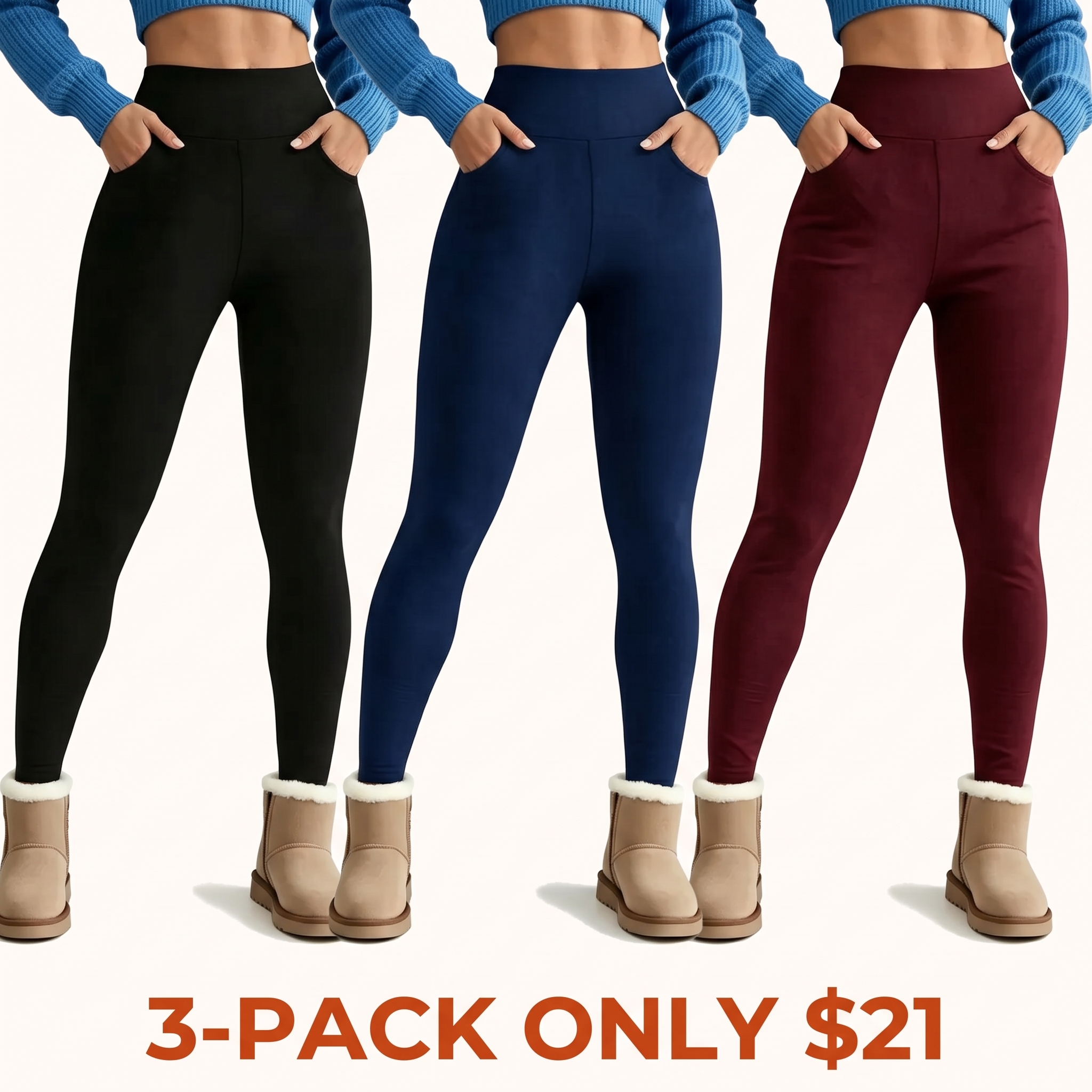 Women's High-Waisted Faux Shearling-Lined Yoga Pants