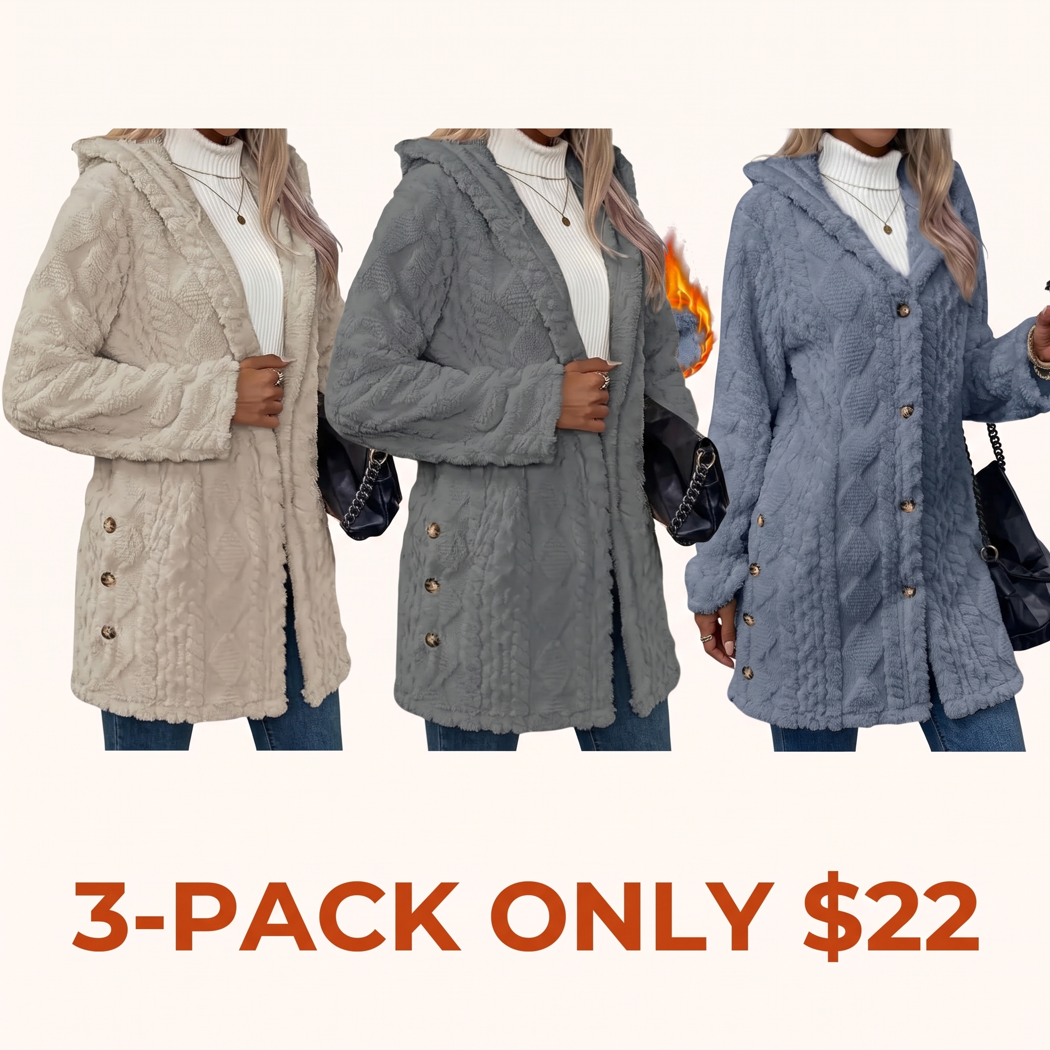 Women's Spring Fashion Jacquard Long-Sleeve Hooded Cardigan