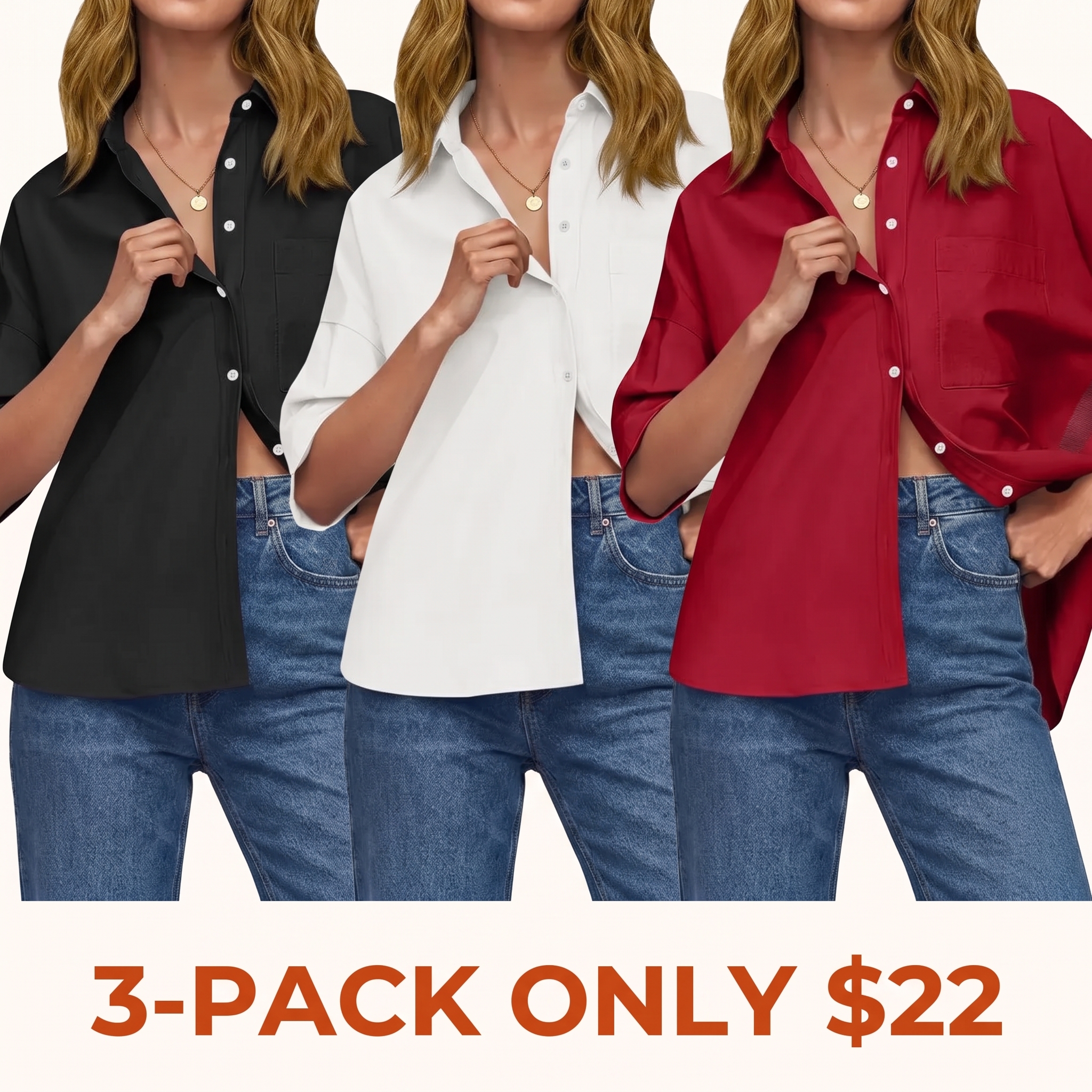 Women's Loose-Fit Button-Down Shirt for Summer