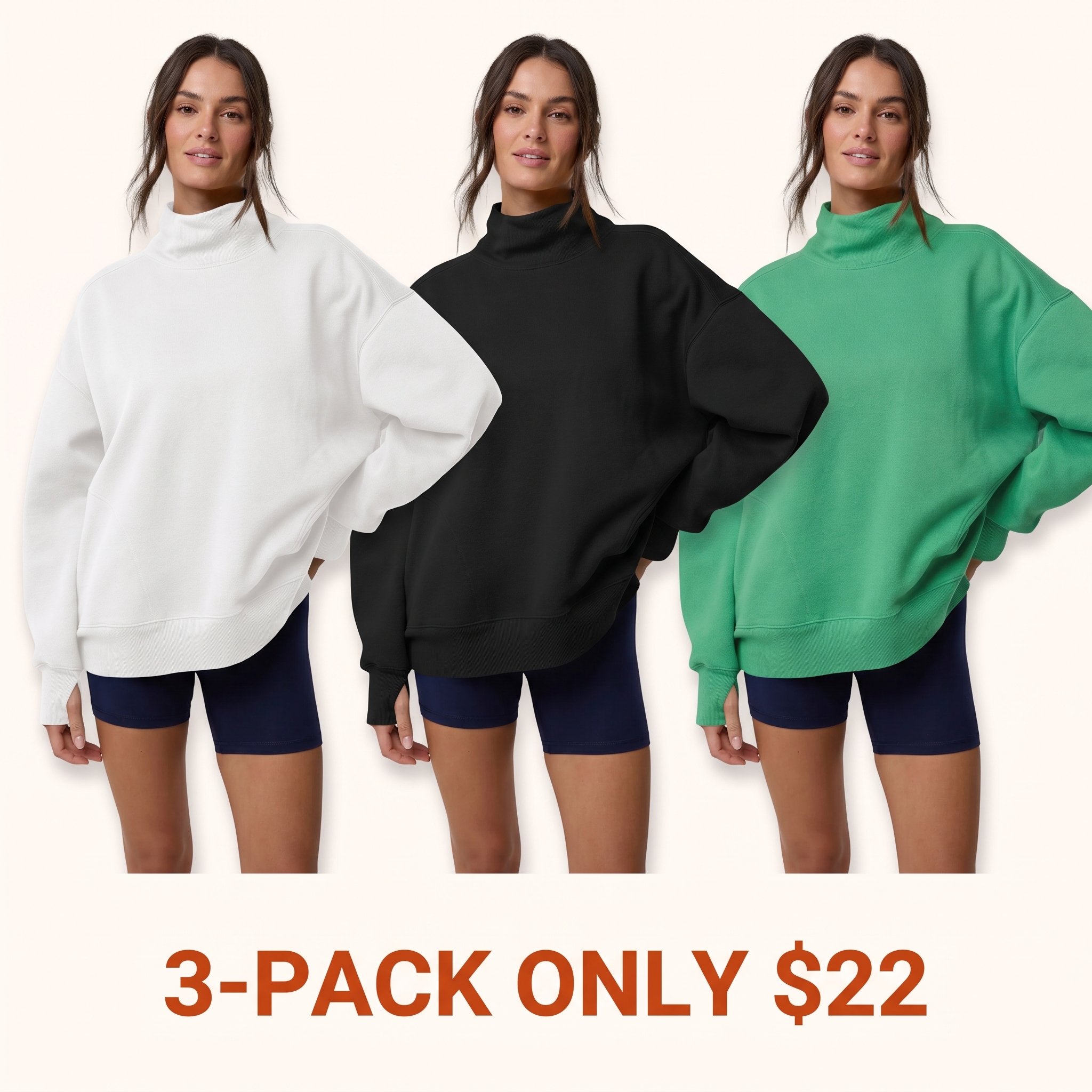 Women's Loose Mock-Neck Sweatshirt